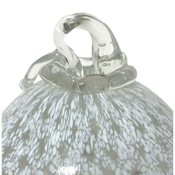 Heavy Blown Glass Ornament Frosted Snowflakes Handcrafted Bauble Witch Ball 13oz - Picture 3 of 10